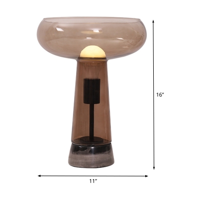 Cup Task Lighting Modernist Smoke Gray Glass 1 Head Living Room Night Table Lamp