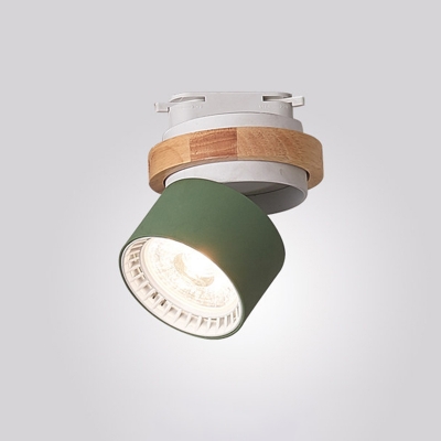 Cylinder Iron Adjustable Flushmount Macaron Style Grey/Green/White Finish LED Flush Mount Ceiling Light