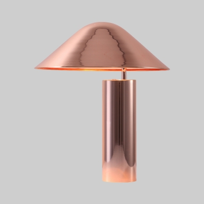 Metal Wide Flare Nightstand Lamp Contemporary 2 Bulbs Reading Book Light in Rose Gold