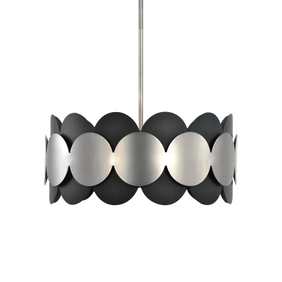 Metallic Round Suspension Light Modernism 6 Lights Chandelier Pendant Lamp in Black for Bedroom