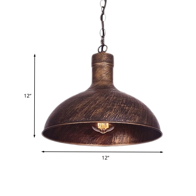 Metallic Rust Pendant Lighting Barn 1 Light Antiqued Ceiling Suspension Lamp, 12