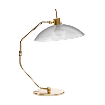 Smoke Gray Glass Domed Task Lighting Contemporary 1 Bulb Nightstand Lamp in Brass