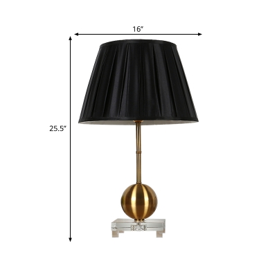 1 Bulb Bedside Table Light Modern Gold Small Desk Lamp with Conical Fabric Shade