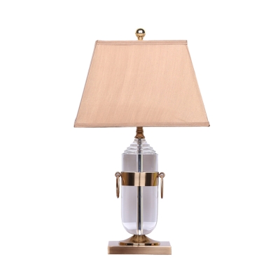 Clear Crystal Jar Desk Light Modern 1 Bulb Gold Table Lamp with Pagoda Fabric Shade