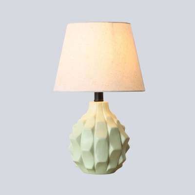 Contemporary 1 Bulb Table Lamp Green Tapered Reading Book Light with Fabric Shade