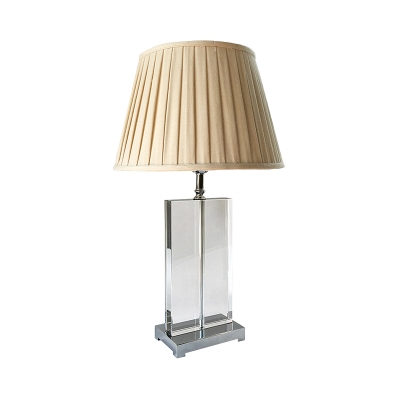 Contemporary Rectangle Reading Light Clear Crystal 1 Bulb Small Desk Lamp in Beige