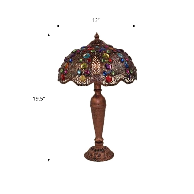 Decorative Umbrella Table Light Metal 1 Bulb Nightstand Lamp in Purple/Red/Yellow with Urn Base