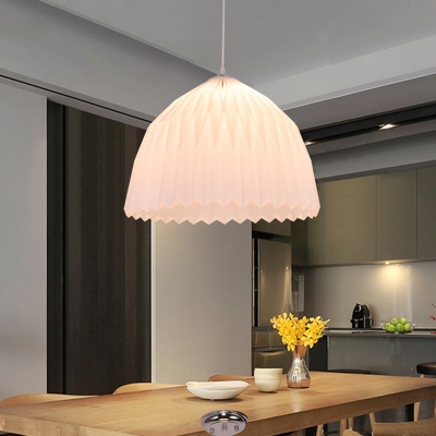Dome Drop Pendant Light Modernist Acrylic 1 Light Dining Room Suspension Lamp in White