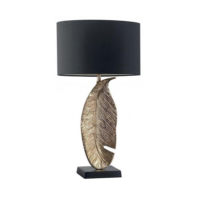 Fabric Shaded Table Light Modernist 1 Bulb Black Small Desk Lamp for Living Room