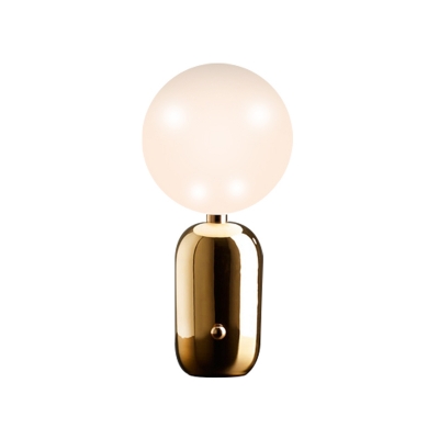 Global Nightstand Lamp Contemporary White Glass 1 Bulb Gold Task Lighting, 7
