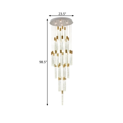 Gold Bar Cluster Pendant Light Minimalist 24 Lights Bubble Crystal LED Suspension Lamp