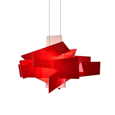Irregular Pendant Light Fixture Modern Acrylic White/Red LED Hanging Ceiling Lamp for Dining Room