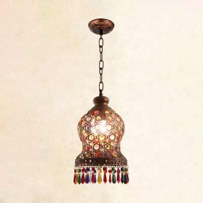 Laser Cut Living Room Hanging Lamp Antique Metal 1 Head Copper Ceiling Pendant Light