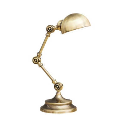 Metal Dome Table Lighting Farmhouse 1-Bulb Study Room Desk Lamp in Bronze with Swing Arm