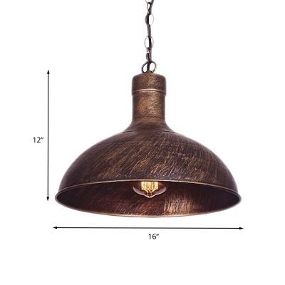 Metallic Rust Pendant Lighting Barn 1 Light Antiqued Ceiling Suspension Lamp, 12