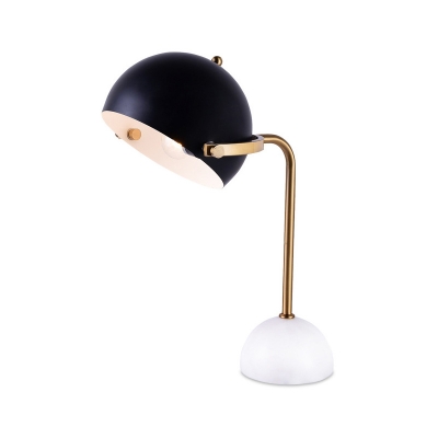 Modernism Domed Nightstand Lamp Metal 1 Head Table Light in Black with Curved Arm