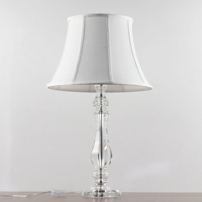 Modernist Baluster Study Lamp Hand-Cut Crystal 1 Bulb Reading Book Light in White