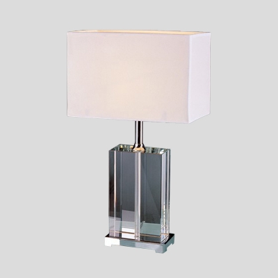 Modernist Rectangular Reading Light Hand-Cut Crystal 1 Head Nightstand Lamp in White