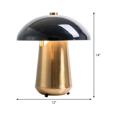 Mushroom Small Desk Lamp Modernist Metal 1 Bulb Black and Gold Task Lighting, 8