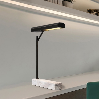Shaded Metal Task Lighting Modernism LED Black Small Desk Lamp with Marble Base