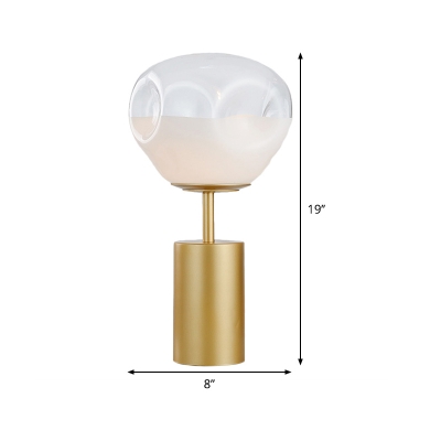 Shaded Reading Lamp Contemporary Dimpled Blown Glass 1 Head Task Lighting in Gold