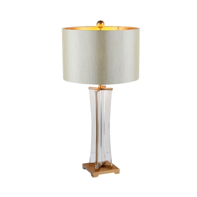 Straight Sided Shade Table Light Modernist Fabric 1 Head Small Desk Lamp in Gold