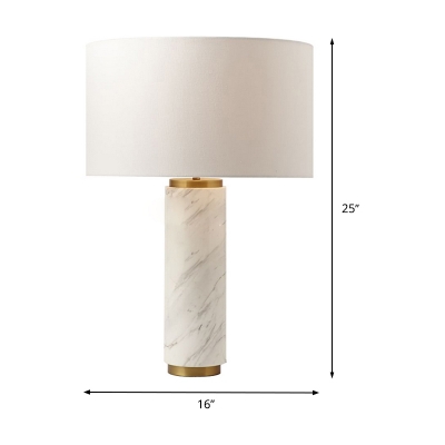Straight Sided Shade Task Lighting Modernism Fabric 1 Bulb White Night Table Lamp