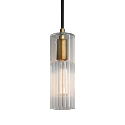 Tubular Hanging Lighting Simple White Prismatic Glass 1 Light Bedroom Ceiling Pendant Lamp