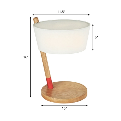 1 Bulb Bedroom Table Light Modernism White Small Desk Lamp with Drum Fabric Shade