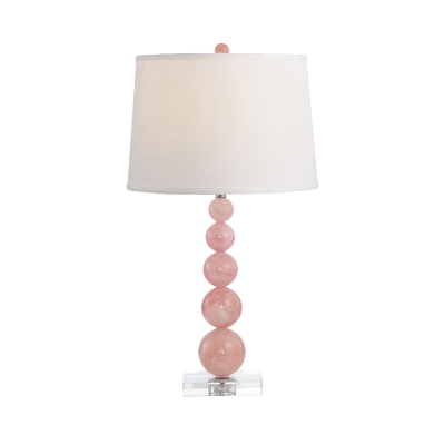 1 Bulb Bedside Task Lighting Modern Pink Nightstand Lamp with Barrel Fabric Shade