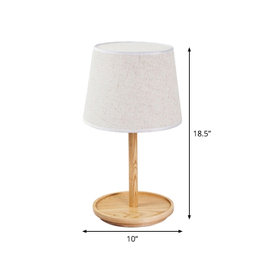 1 Bulb Study Task Light Modernism White Small Desk Lamp with Tapered Fabric Shade