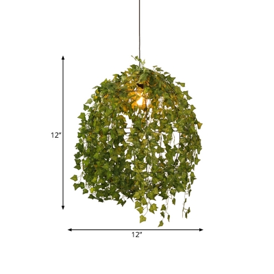1-Head Drop Pendant Industrial Spherical Metal LED Down Lighting in Green, 12