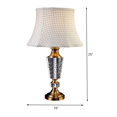 1 Head Flare Reading Light Modernism Fabric Nightstand Lamp in Grey for Living Room