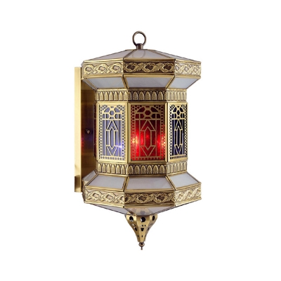 Arabian Faceted Sconce Wall Lighting 1 Bulb Metal Wall Mounted Light Fixture in Brass