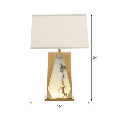 Contemporary 1 Head Desk Light Gold Trapezoid Night Table Lamp with Fabric Shade