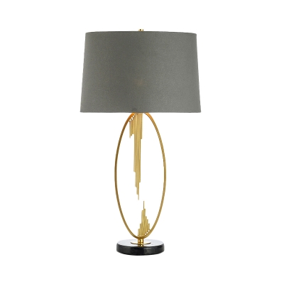 Cylindrical Fabric Table Lamp Modernism 1 Bulb Grey Task Lighting for Living Room