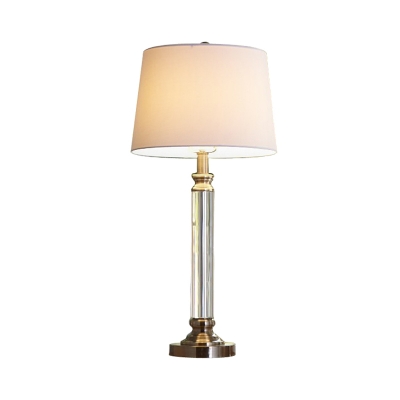 Fabric Barrel Table Light Contemporary 1 Bulb Gold Small Desk Lamp with Metal Base