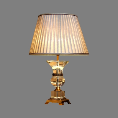 Fabric Pleated Table Light Modernism 1 Bulb Small Desk Lamp in Beige for Bedroom