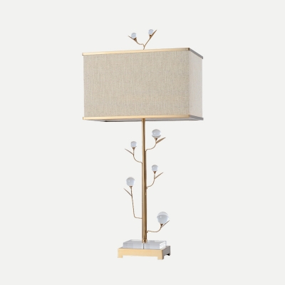 Fabric Rectangle Task Lighting Contemporary 1 Bulb Small Desk Lamp in Gold for Study