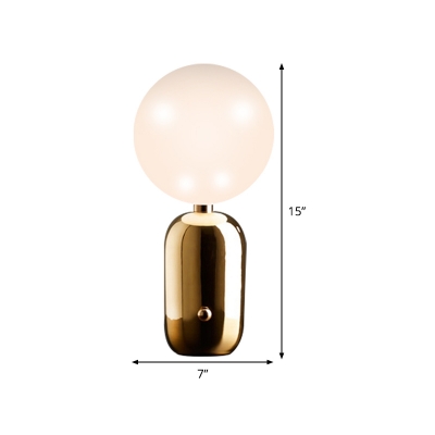 Global Nightstand Lamp Contemporary White Glass 1 Bulb Gold Task Lighting, 7