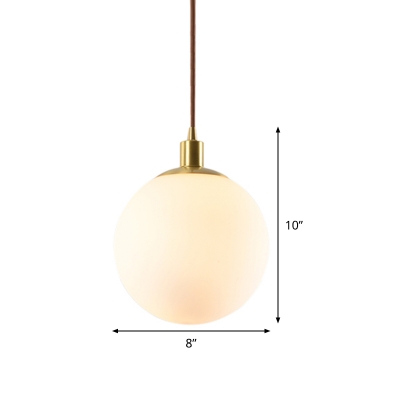 Global Pendant Light Fixture Modern White Glass 1 Light Kitchen Suspension Lamp, 6