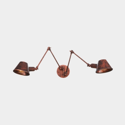 Iron Rust Sconce Light Fixture Bell 2/3 Heads Antiqued Wall Mount Lamp with Swing Arm