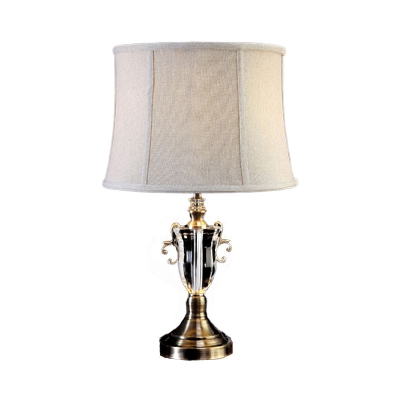 Jar Clear Crystal Nightstand Lamp Modern 1 Bulb Grey Table Light with Fabric Shade