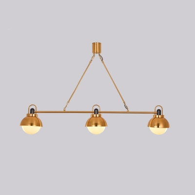 Linear Hanging Chandelier Modern Metal 3 Lights Brass Finish Ceiling Pendant Lamp