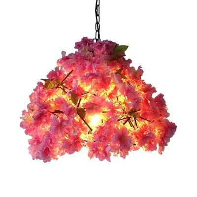 Metal Black Hanging Light Flower 1 Light Industrial LED Ceiling Lamp for Restaurant, 15