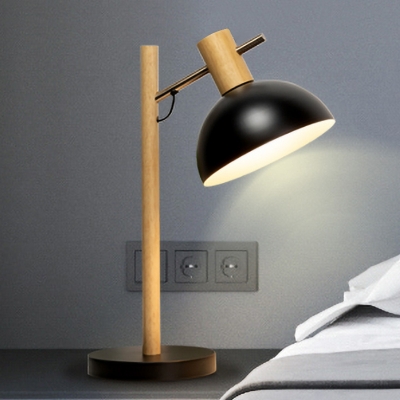 Metal Hemisphere Nightstand Lamp Contemporary 1 Bulb Reading Book Light in Black