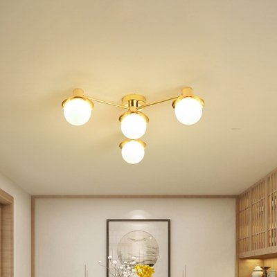 Metallic Radial Flush Mount Light Modern 4 Bulbs Flush Ceiling Lamp Fixture in Brass