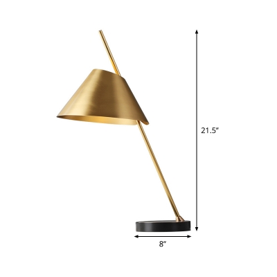 Modernism 1 Head Reading Light Brass Wide Flare Small Desk Lamp with Metal Shade
