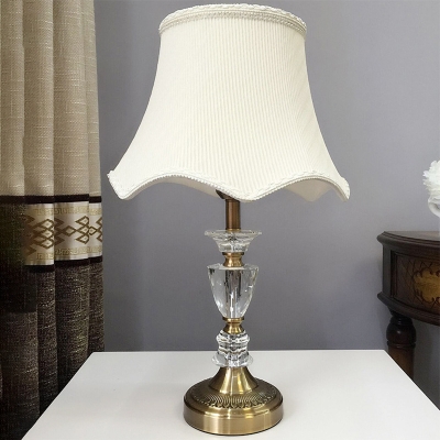 Modernism Bell Desk Light Fabric 1 Head Night Table Lamp in Gold with Braided Trim