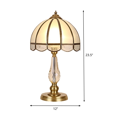 Modernist 1 Head Reading Light Gold Domed Nightstand Lamp with Frosted Glass Shade